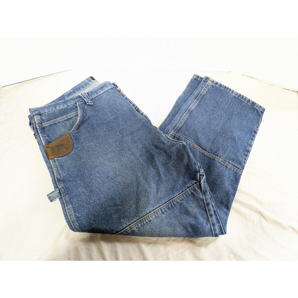 Wrangler Riggs Jeans Mens‎ 42x30 Blue Dura Shield Double Knee Workwear Carpenter
